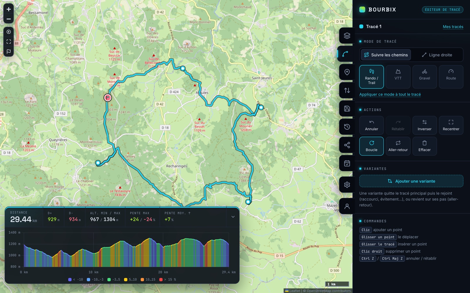 Éditeur de tracés GPS Bourbix